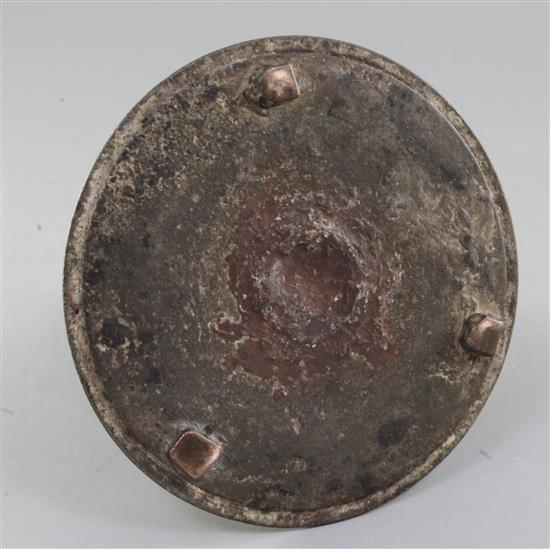 An Indian Bidri ware bell shaped huqqa base, Deccan, 19th century, height 18cm